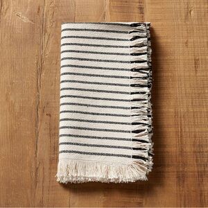 Pottery Barn Fringe Thin Stripe Cloth Napkin - Set of 4 - Charcoal / Cream